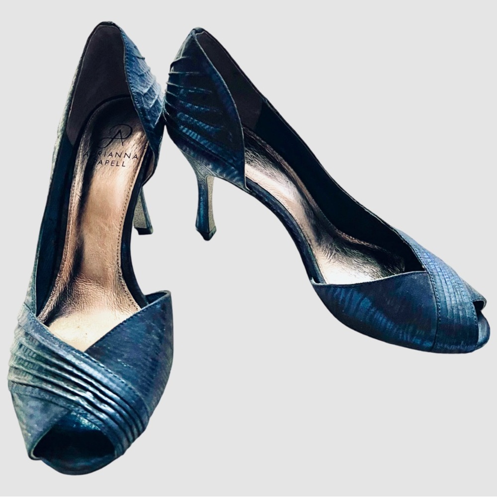 Navy/Royal blue peep toe pump-heels